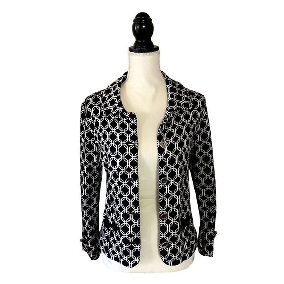Charter Club | Geometric Button Down Suit Jacket | Black & White | Size: SP - Picture 1 of 10